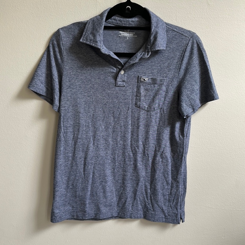 Vineyard Vines Bpys Edgartown Polo, Size Large (16), Heathered Navy